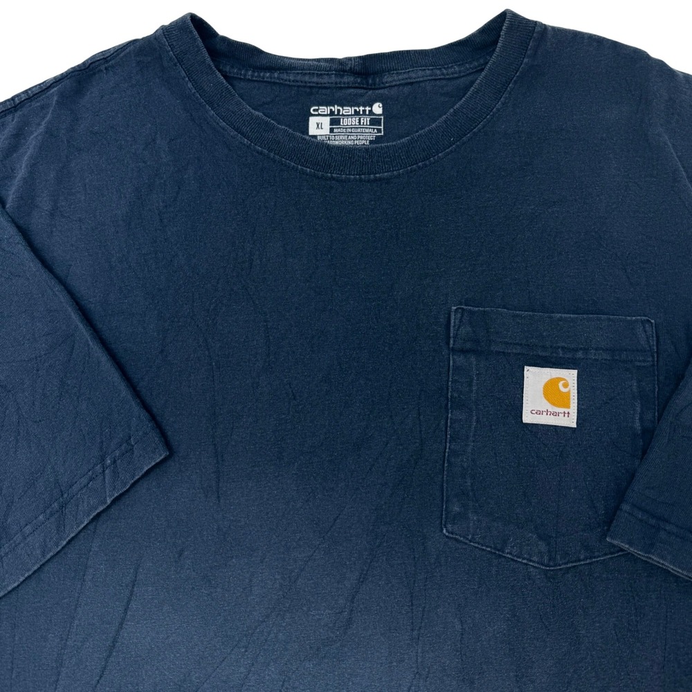 Carhartt K87 Mens XL Loose Fit Heavyweight Cotton Pocket T-Shirt Navy Blue